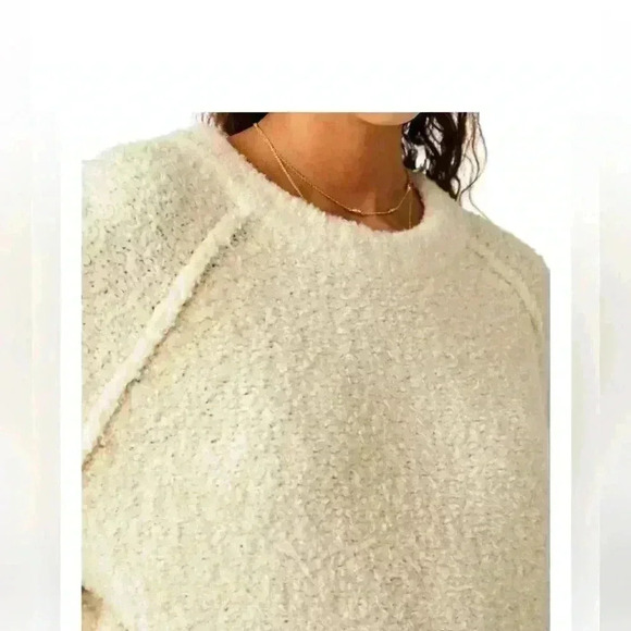 💥HP💥Free People NWOT Teddy Sweater Tunic Size Medium in Sugar Swirl ( Ivory) - Picture 4 of 10